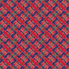 Indian boho summer bandana seamless symmetrical pattern. Versatile masculine red blue scarf print in kaleidoscopic floral ornamental style.