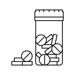 opiates drug pills package line icon vector illustration - obrazy, fototapety, plakaty
