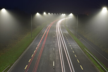 Fototapeta na wymiar Light Trails In Fog