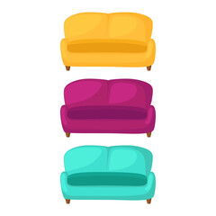Interior sofa flat style vector isolated illustration collection