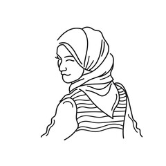 women hijab vector line art for Ramadan design