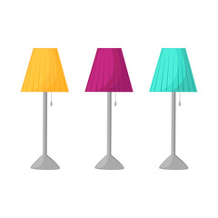Interior colorful lamp flat style vector illustration collection