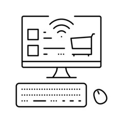 store contactless line icon vector illustration