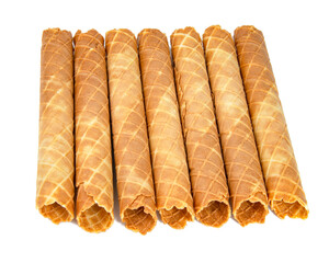 Wafer crispy stick tube isolated on the white background