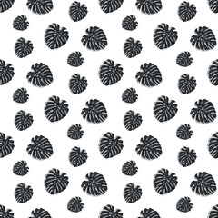 Monstera Deliciosa Leaf Seamless Pattern. Perfect for Textile, Fabric, Background, Print. Vector illustration