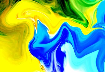 Blue green fluid wave. Duotone geometric compositions with gradient 3d flow shape. Innovation modern background.  Abstract Fluid Acrylic Painting. Liquid background.