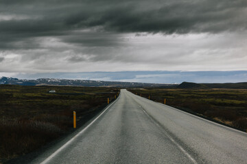 Road in cloudy day, Iceland. 