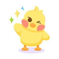 Isolated cute happy chick cartoon character Vector illustration