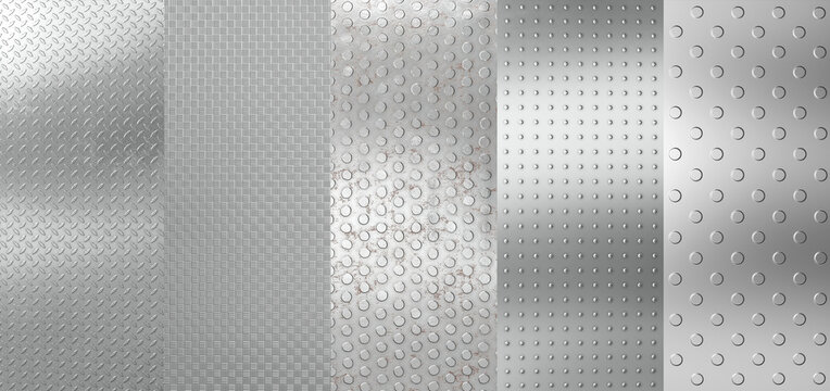 different textured metal sheets.