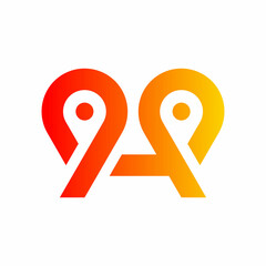 Abstract letter A location logo design vector element.