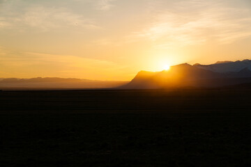 Wallpaper sunset on dusty mountains. Iceland