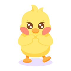 Isolated cute happy chick cartoon character Vector illustration