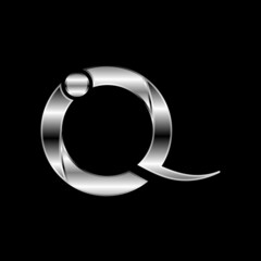 initial letter iq modern linked circle round lowercase logo metallic