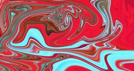 Red and blue fluid wave. Duotone geometric compositions with gradient 3d flow shape. Innovation modern background.  Abstract Fluid Acrylic Painting. Liquid background.