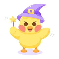 Fototapeta premium Isolated magician chick cartoon character Vector illustration