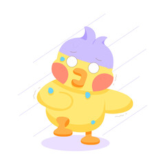 Isolated scared chick cartoon character Vector illustration