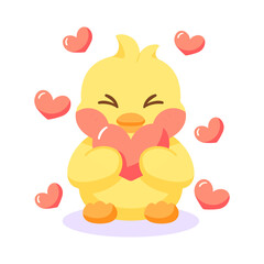 Isolated cute happy chick cartoon character Vector illustration