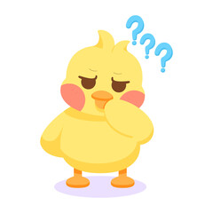 Isolated confused chick cartoon character Vector illustration