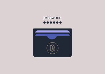 A crypto currency wallet password concept, a protected account