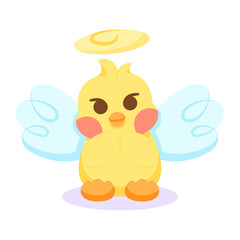Isolated cute happy chick cartoon character Vector illustration