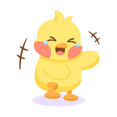 Obraz premium Isolated cute happy chick cartoon character Vector illustration