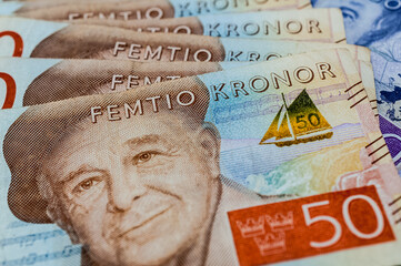 Fototapeta premium schwedische Kronen Bargeld im Schwedenurlaub