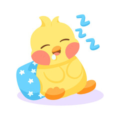 Isolated happy asleep chick cartoon character Vector illustration