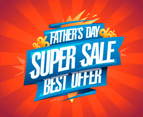 Father's day super sale, best offer, web banner template