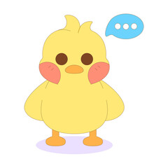 Isolated chick cartoon character with a bubble chat Vector illustration