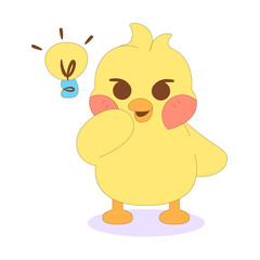 Isolated chick cartoon character having an idea Vector illustration