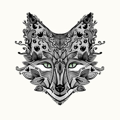 Art graphic fox portrait, nature motives