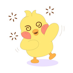 Isolated stunned chick cartoon character Vector illustration