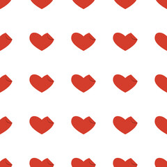 Line art seamless pattern in the form of a red heart with a curved corner on white background. Romance graphic texture. Holiday celebration concept. Decorative print. Geometric bright wallpaper