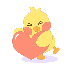 Isolated cute happy chick cartoon character Vector illustration