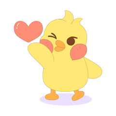 Isolated cute happy chick cartoon character Vector illustration