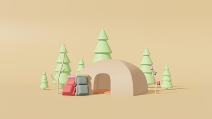 3D rendering of campsite