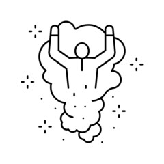 illusionist performing magic line icon vector illustration