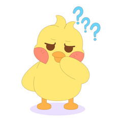 Isolated confused chick cartoon character Vector illustration