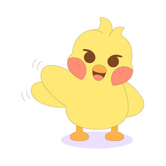 Isolated cute happy chick cartoon character Vector illustration