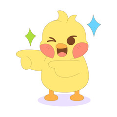 Isolated cute happy chick cartoon character Vector illustration