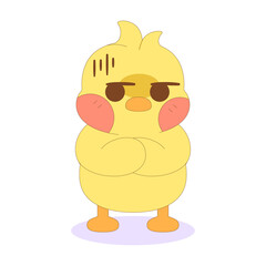 Isolated chick cartoon character with fear Vector illustration