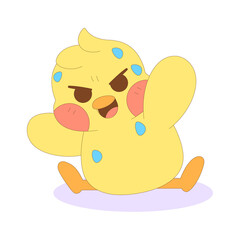 Isolated exhausted chick cartoon character Vector illustration