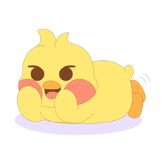 Isolated cute happy chick cartoon character Vector illustration