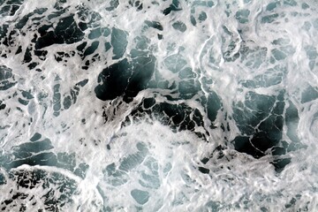 Waterfall, sea waves, storm, water flowing into the water