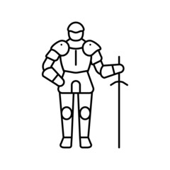 Obraz premium warrior knight line icon vector illustration