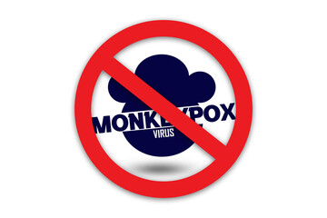 Stop Virus symbol. Ban monkeypox virus icon. monkeypox virus sing isolated on white background