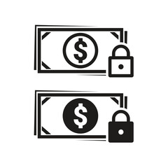 Lock money icon. Vector illustration