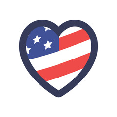 American love symbol. Flag of United States of America flag in heart.