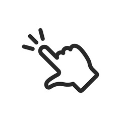 Clicking finger icon, Click vector pictogram. Hand pointer isolated on white background.