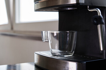 empty cup in coffee machine